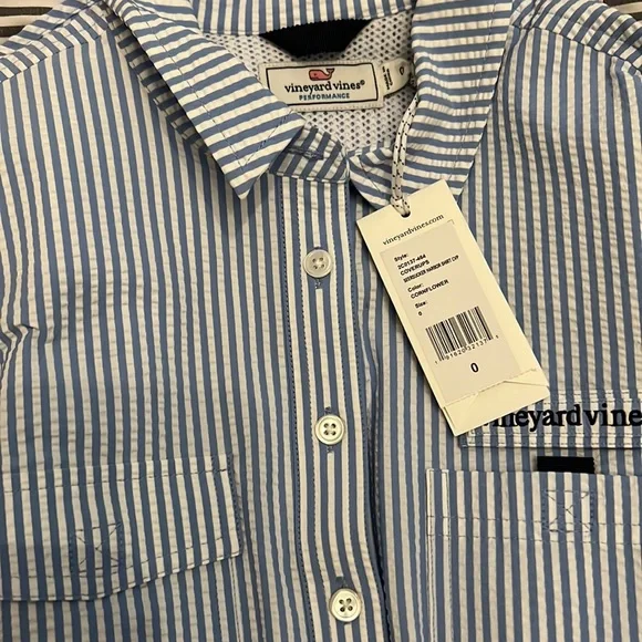 NWT VINEYARD VINES seersucker harbor shirt cover up size 0 - Picture 7 of 9